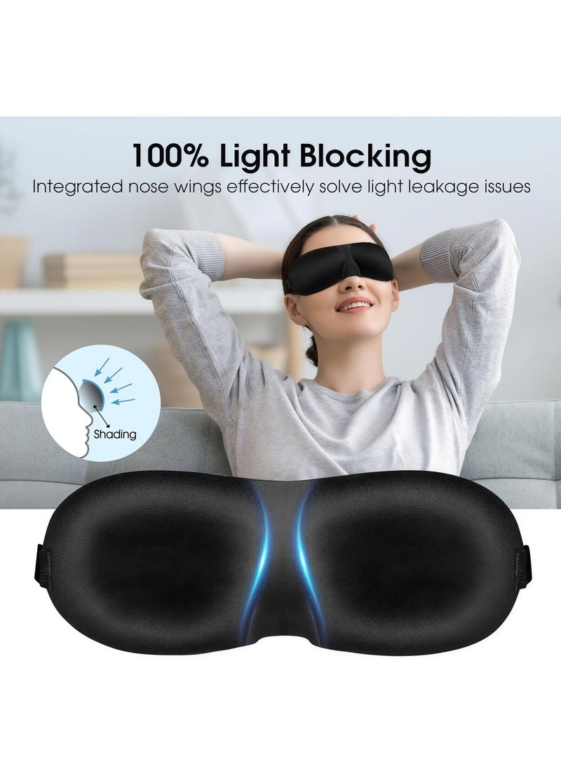 قناع عين ثلاثي الأبعاد متقدم للنوم، قناع عين ثلاثي الأبعاد مثالي لحجب الضوء، قناع عين، رقعة عين للنساء والرجال والأطفال، ناعم للسفر والسيارة والنزهات والتخييم على الشاطئ - حركة عين حرة - تصميم مريح - نوم مريح - Image 2